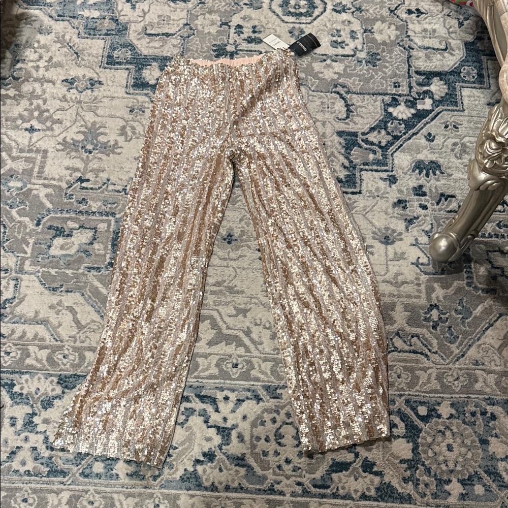 Forever 21 Gold Sequin Wide Leg Pants